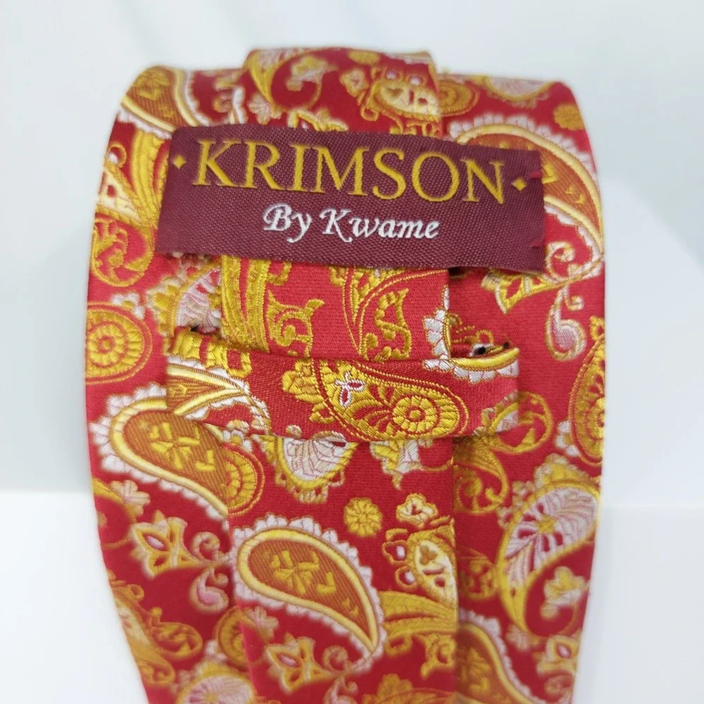 Krimson By Kwame Mens Necktie Red Gold Paisley‎ 64